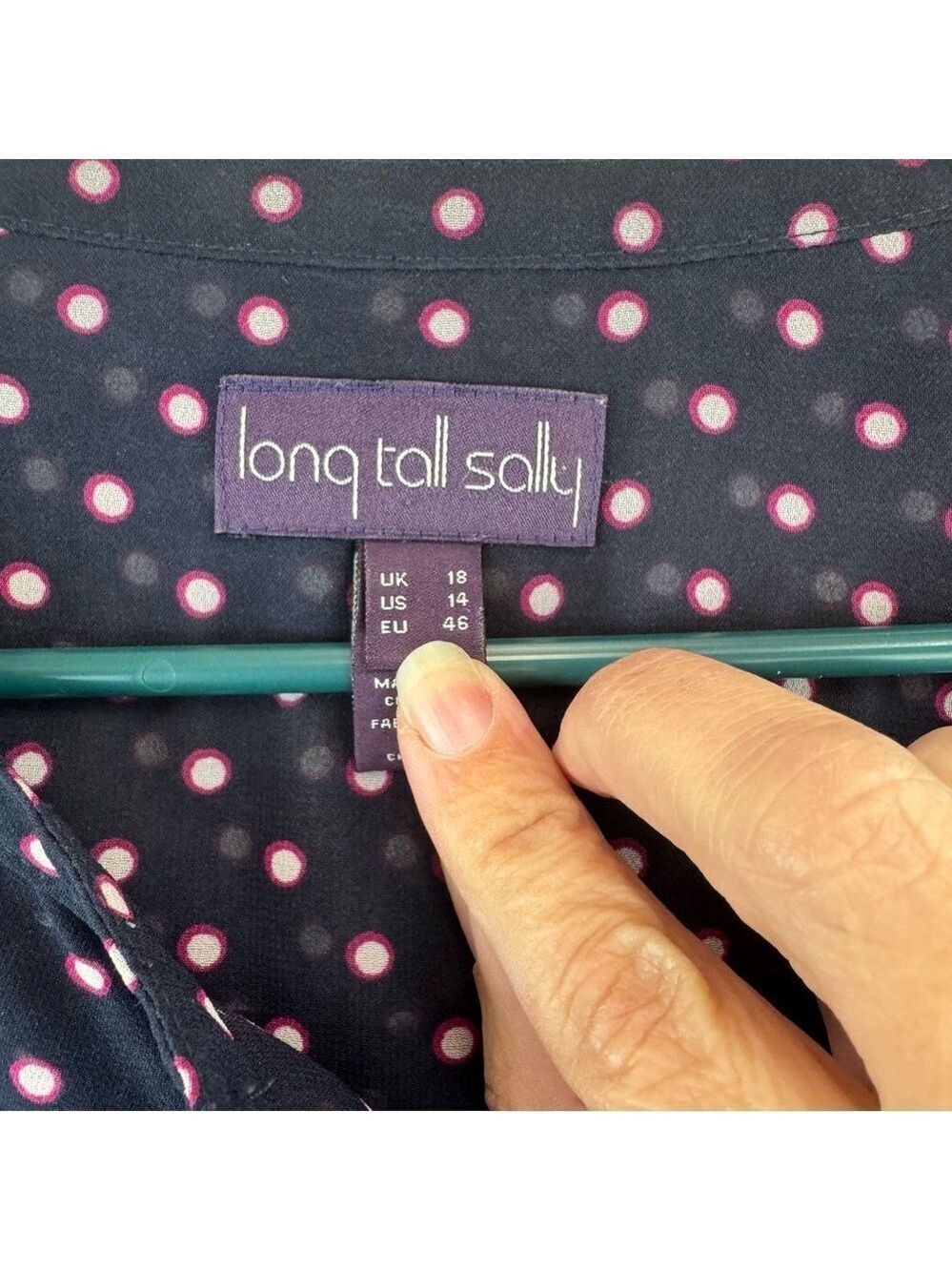 Long Tall Sally Polka Dot Semi Sheet Button Down Top - Picture 5 of 6